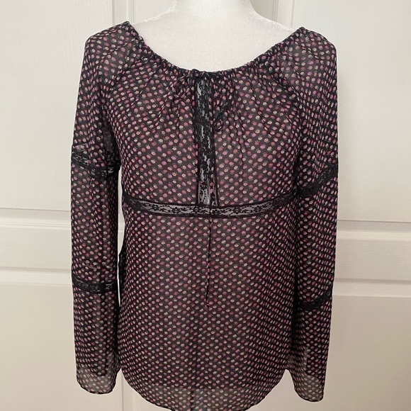 Karen Kane 100% Silk Boho Floral Lace Bell Sleeve Blouse | Size S - Picture 2 of 11